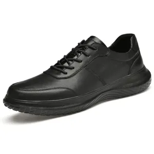 Zapatos casual de piel hombre negro vacuno autentico senderismo exterior zapatillas vista