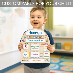 Customizable first day of school wooden sign board for kids back to school photo props.