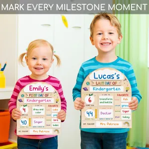 Wooden first day of school milestone board, reusable back to school sign for kids photography.