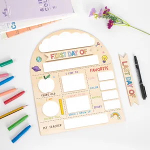 Wooden First Day of School Board Back to School Sign Photo Prop Memory Board for Kids