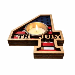 4th of July wooden candle holder Independence Day party table decoration wooden craft piece