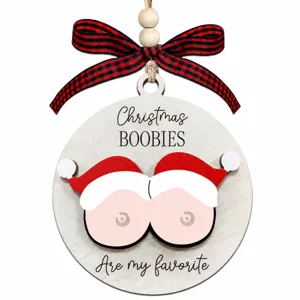 Wooden Christmas Hanging Plaque Funny Adult Novelty Hanging Sign Xmas Tree Holiday Party Home Decoration Ornament
