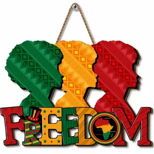 Juneteenth Wooden Hanging Sign Black History Month Door Plaque Wall Decor Freedom Wooden Craft Party Decoration