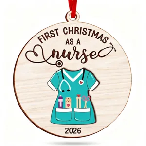 Wooden Nurse Christmas Ornament Graduation Gift Green Uniform Hanging Plaque Festive Holiday Home Decor