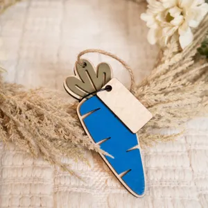 Wooden carrot hanging ornament easter decoration creative festival gift wooden pendant with rope