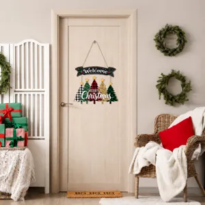 Noël en bois porte suspendue panneau de fête décoration festive mur maison pendentif