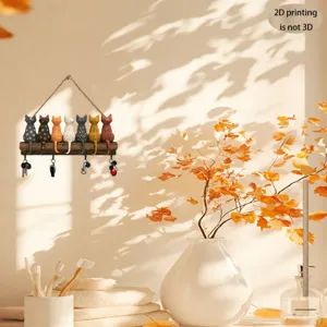 Houten kat sleutelhouder muurhaak decoratieve ophanging voor de hal en ingang.