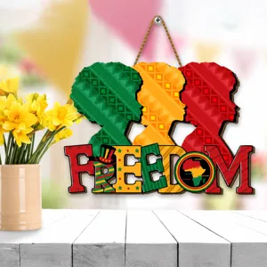 Juneteenth wooden door sign Black History Month hanging plaque party decoration craft