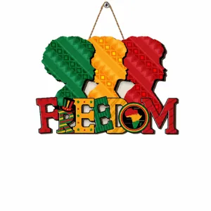 Juneteenth wooden hanging sign Black History Month door plaque home festival decoration