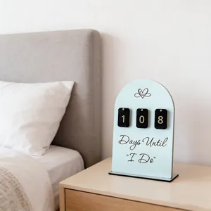 Hölzernes Hochzeit Countdown Schild Tischdeko im Bohème Stil für Verlobungsfeier und Deko