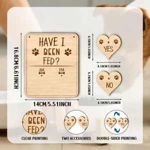 Panneau de rappel d'alimentation pour animaux en bois avec cœurs de soins