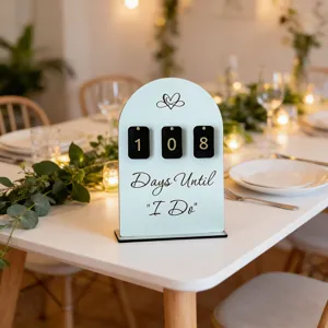Bohemian Hölzernes Hochzeit Countdown Tischschild Schreibtisch Dekor Countdown Kalender Schild Hochzeit Party Dekoration Geschenk