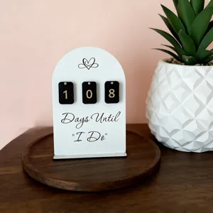 Hölzernes Hochzeits-Countdown-Schild Tischdekoration im Boho-Stil Countdown-Plakette für Verlobung