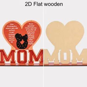 Ημέρα της μητέρας ξύλινο MOM διακόσμηση τραπεζιού δώρο μπροστά και πίσω νέα