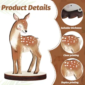 Wooden deer table ornament forest animal style desktop decoration with clear duplex printing