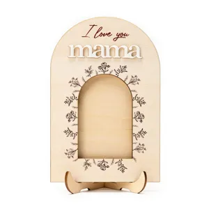 Cornice portafoto in legno per festa della mamma con supporto arco design regalo di famiglia