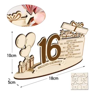 Wooden 16th birthday money holder gift table decoration gift box stands for party.