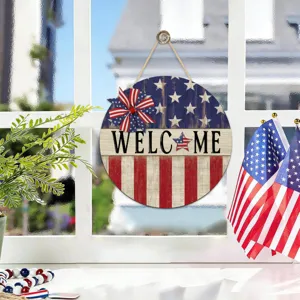 Rustic wooden hanging sign Independence Day pastoral style welcome door sign wall decoration for home