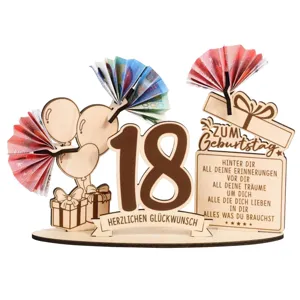 Wooden 18th birthday money gift holder DIY cash display stand party table decoration