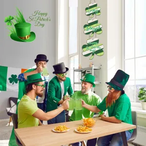 St. Patrick's Day wooden clover hanging sign for Irish party home wall door decoration.