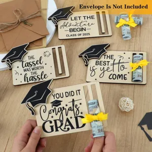 Houten geldhouder kaart cadeau voor afstuderen afstudeerfeest geld houder decoratie