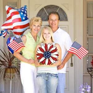 Wooden sunflower door sign patriotic hanging plaque for Independence Day home decor items.