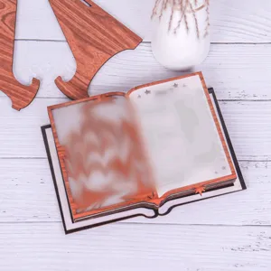 Easter wooden luminous book desktop ornament, creative wooden craft decoration for home desk.