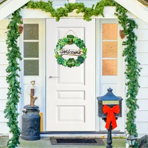 St. Patrick's Day wooden hanging sign clover door decor festival party wreath ornament