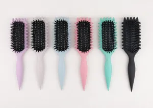 Colorful hair styling brushes set with pointed tail handle and soft bristles for home use.