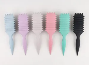 Professional hair styling comb detail view showing multiple vibrant color options neatly arranged.