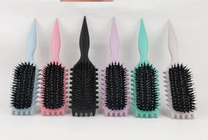 Multi-color hair styling brush set with air cushion and dense bristles for daily hair care.