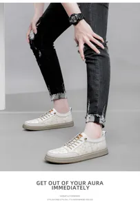 Men casual sneakers stylish white board shoes comfortable low top walking footwear