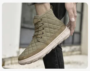 Men winter warm fleece lined high top snow boots thick sole casual cotton shoes outdoor