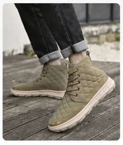 Men winter quilted high top snow boots warm thick sole casual footwear comfortable shoes