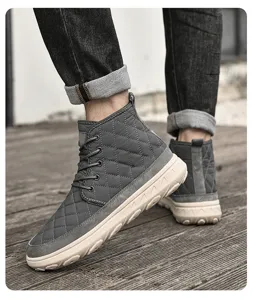 Winter warm high-top snow boots for men with cozy fleece lining and durable thick rubber sole.