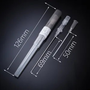 Professional body piercing needle set with catheter, medical grade stainless steel tool.