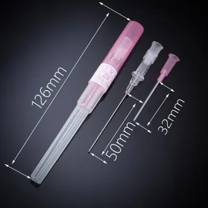 Body piercing catheter needle detail showing dimensions, professional piercing tool for studio use.