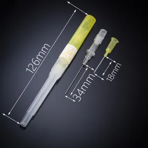 Professional I.V. catheter piercing needle set with clear dimension markers for precise body art use.