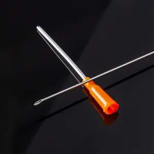 Professional body piercing needle with catheter and stainless steel tip for safe application.