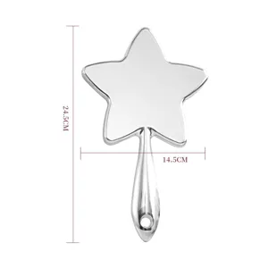 Portable star-shaped handheld makeup mirror silver cosmetic mirror for home and dorm