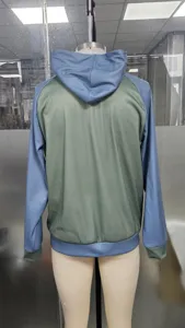Felpa con cappuccio color block da uomo autunno casual manica lunga coulisse top sport.
