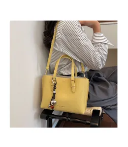 Bolso tote de hombro amarillo elegante para mujer, bolso casual de alta calidad.