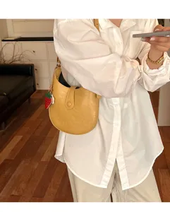 Minimalist women underarm shoulder bag stylish faux leather saddle bag summer daily purse