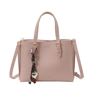 Bolso tote de cuero PU rosa, gran capacidad bolso de hombro y cruzado para mujeres.