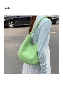 Summer large capacity woven underarm bag stylish solid color single shoulder hobo handbag