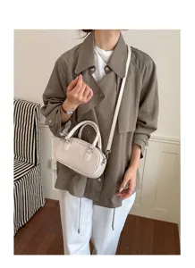 Women woven texture mini handbag retro chic shoulder crossbody bag for daily fashion style