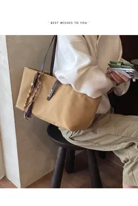 Retro large-capacity canvas shoulder tote bag casual versatile underarm handbag for women