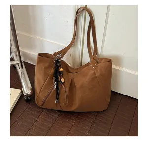 Brown Tote Bag for Women Large Capacity Casual Shoulder Bag Simple PU Leather Handbag Commuter
