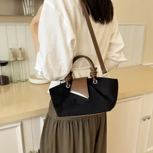 Retro suede tote bag for women, stylish shoulder crossbody bag with top handle and flap.
