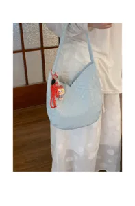 Stylish light blue woven underarm shoulder bag for women, perfect for summer daily commute.